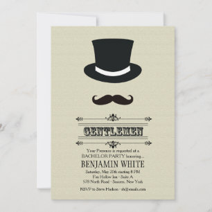 Top Hat and Moustache Invitation
