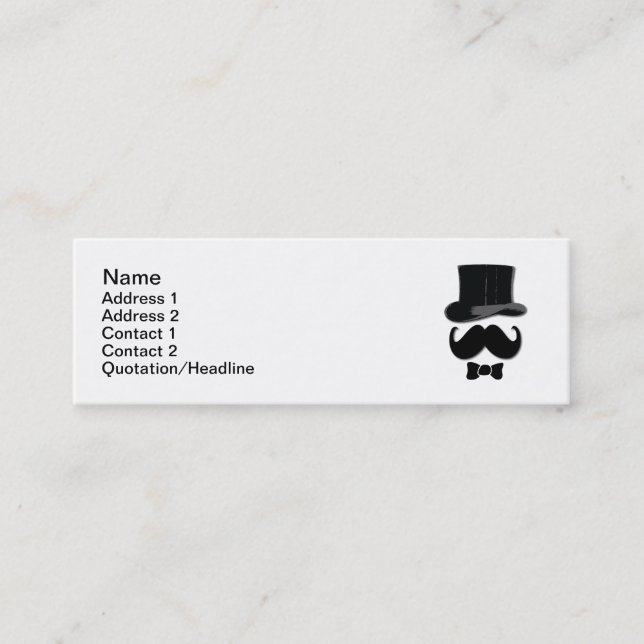 Top Hat and Moustache Mini Business Card (Front)