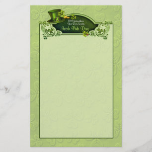 Top Hat and Shamrocks - Customise Stationery