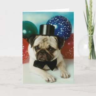Top Hat Birthday Pug Card