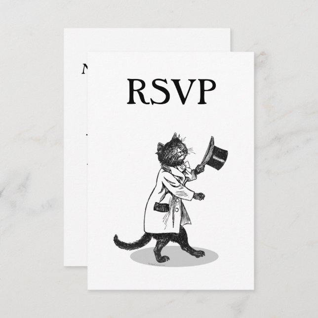 Top Hat Cat Custom RSVP Invitation (Front/Back)