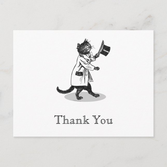Top Hat Cat Custom Thank You Postcard (Front)
