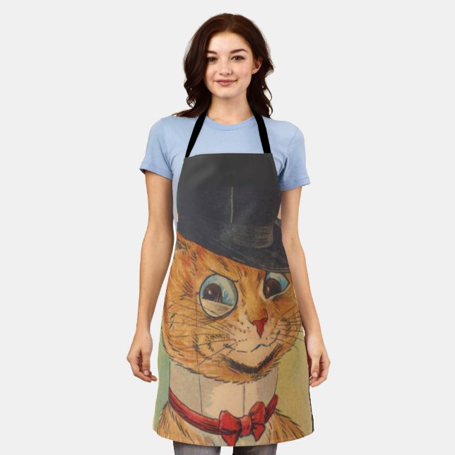 TOP HAT CAT LOUIS WAIN ART RETRO KITCHEN APRON (Worn)
