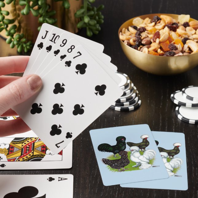 Top Hat Chicken Quartet Playing Cards (In Situ)