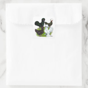 Top Hat Chicken Quartet Square Sticker