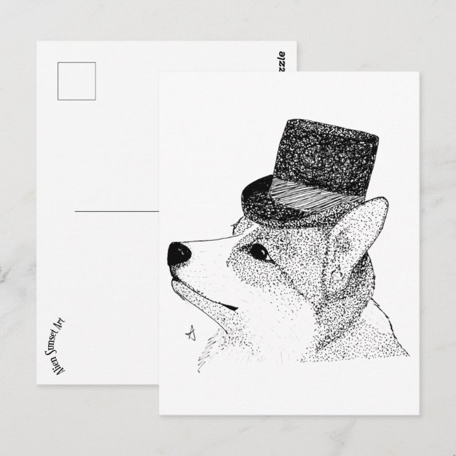 Top Hat Corgi Postcard (Front/Back)