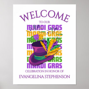 Top Hat Feathers MARDI GRAS Poster