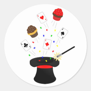 Top Hat Magic Show Birthday Party Classic Round Sticker