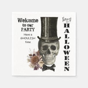 Top Hat Skull Halloween Napkin