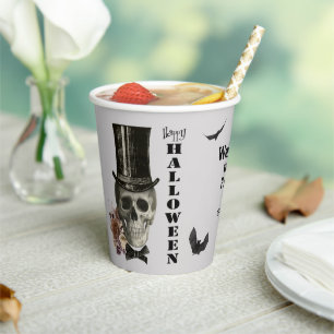 Top Hat Skull Halloween Party Paper Cups