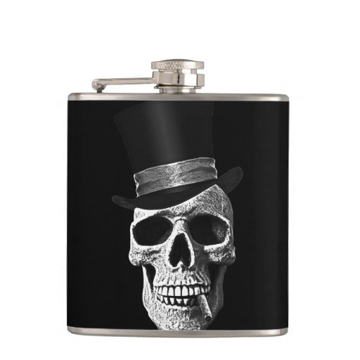 Image of Top hat skull Hip Flask