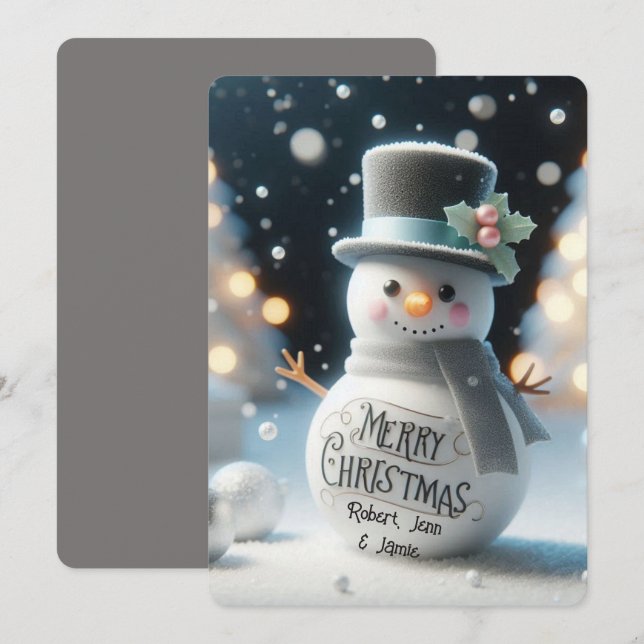 Top Hat Snowman  Holiday Card (Front/Back)