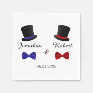 Top Hats and Bow Ties Gay Red Blue Wedding Napkin