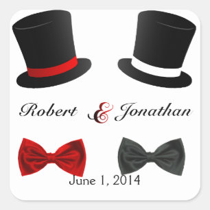 Top Hats and Bow Ties Gay Wedding Envelope Seal