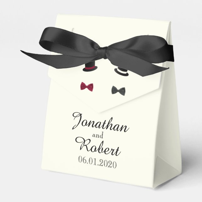 Top Hats and Bow Ties Gay Wedding Favour Box (Front Side)