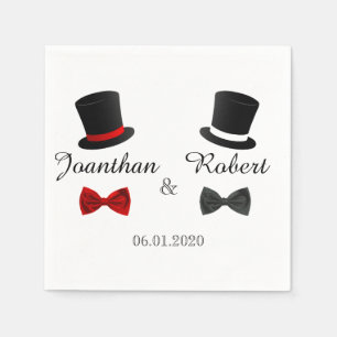 Top Hats and Bow Ties Gay Wedding Napkin