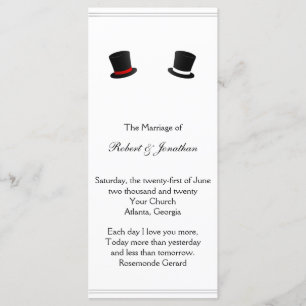 Top Hats and Bow Ties Gay Wedding Program Programme