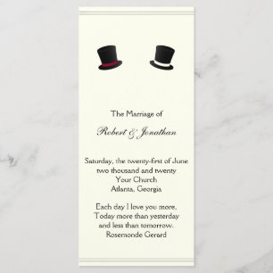 Top Hats and Bow Ties Gay Wedding Program Programme