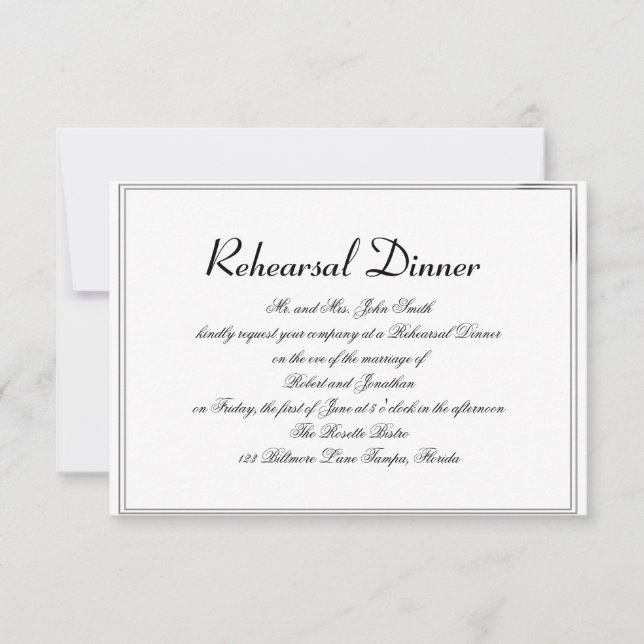 Top Hats and Bow Ties Gay Wedding Rehearsal Invitation (Front)