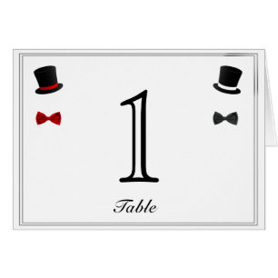 Top Hats and Bow Ties Gay Wedding Table Number