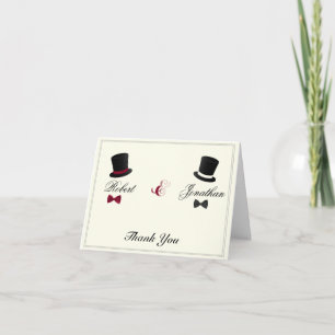 Top Hats and Bow Ties Gay Wedding Thank You Card