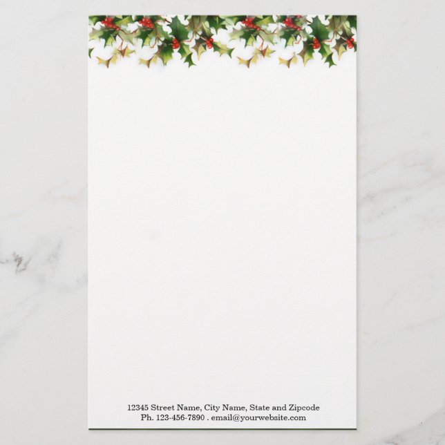 Top Holly Border Stationery (Front)