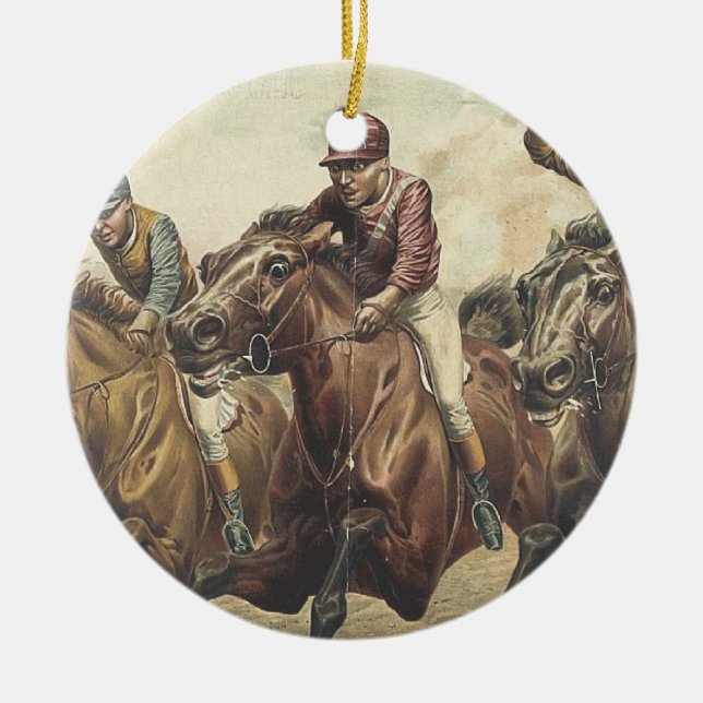 TOP Horse Racing Ceramic Tree Decoration (Front)