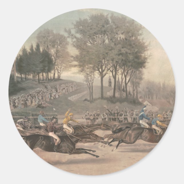 TOP Horse Racing Fan Classic Round Sticker (Front)