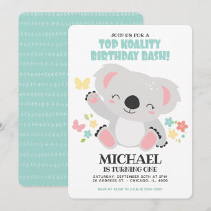 Top Koality Baby Koala Birthday Invitation