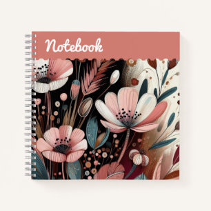 Top label Pink Wildflower with Golden Accents Notebook