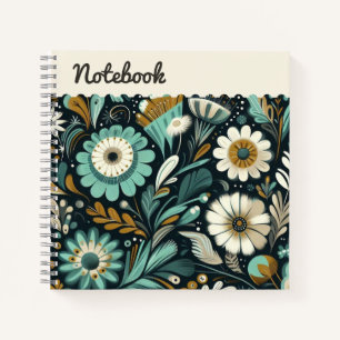  Top label Wildflower & Bird Notebook – Teal Dream