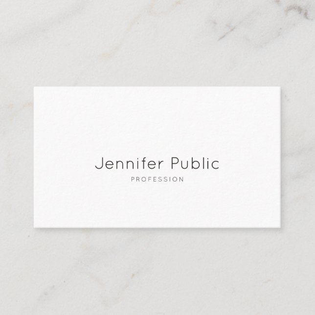 Top Minimalistic Modern Elegant White Professional Business Card (Front)