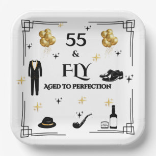 TOP MODEL Men's Birthday Onyx Gold 9" Paper Plate