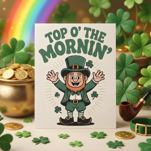 Top O The Mornin Lucky Irish Party Art Holiday Card