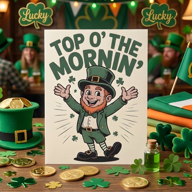 Top O The Mornin Shamrock Party Design Holiday Card (Creator Uploaded)