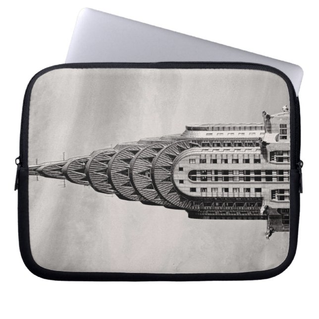 Top of the Chrysler Building NYC - B&W Laptop Sleeve (Front)