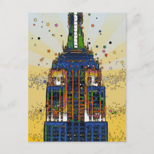 Top of the ESB Psychedelic NYC Style Postcard