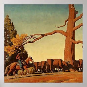 “Top of the Ridge” Western Art by Maynard Dixon Poster
