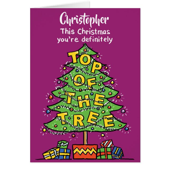 Top of the Tree. Personalised Christmas Card (Front)