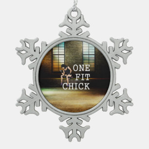 TOP One Fit Chick Snowflake Pewter Christmas Ornament