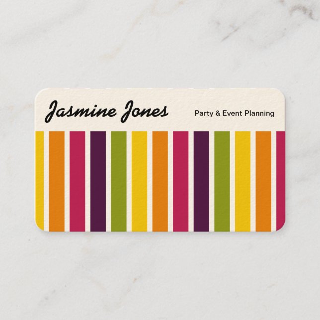 Top Panel - Colour Stripes 03  (Cream Crd) Business Card (Front)