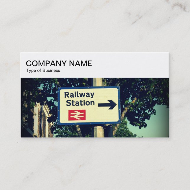 Top Panel - Railway Station Sign Business Card (Front)