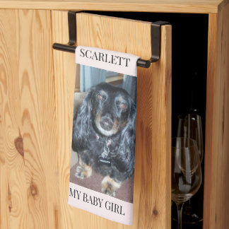 Top Paw Prints with Pet Photo & Names Layout Tea Towel