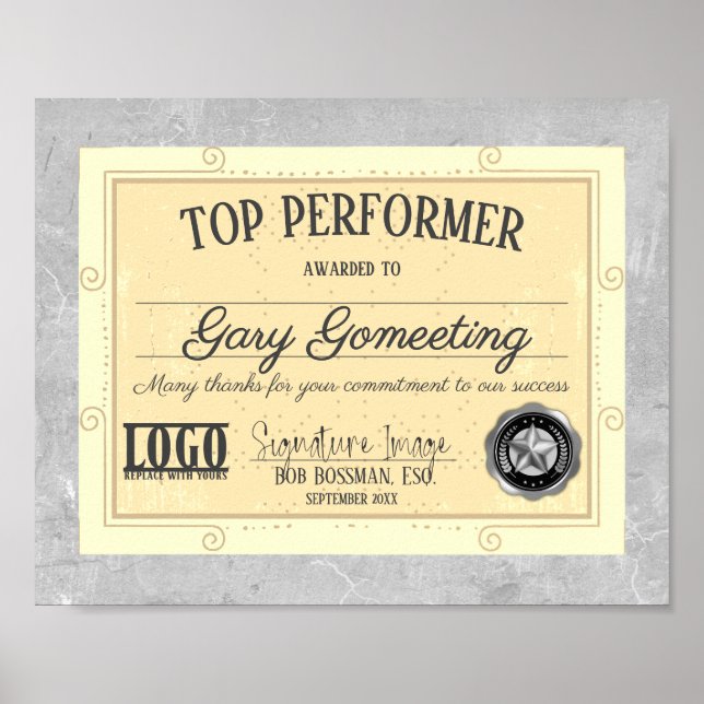 Top performer employee of the month photo display poster (Front)