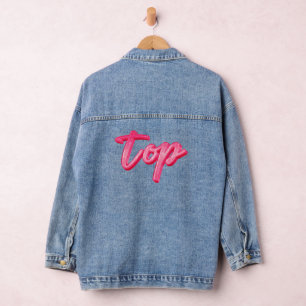 Top pink glitter girly denim jacket