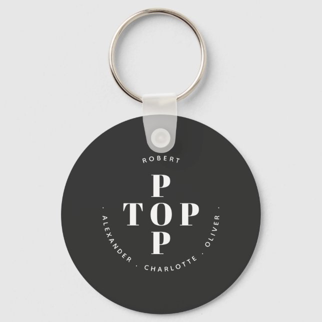 Top Pop Father Dad Personalised Family Names Key Ring (Front)