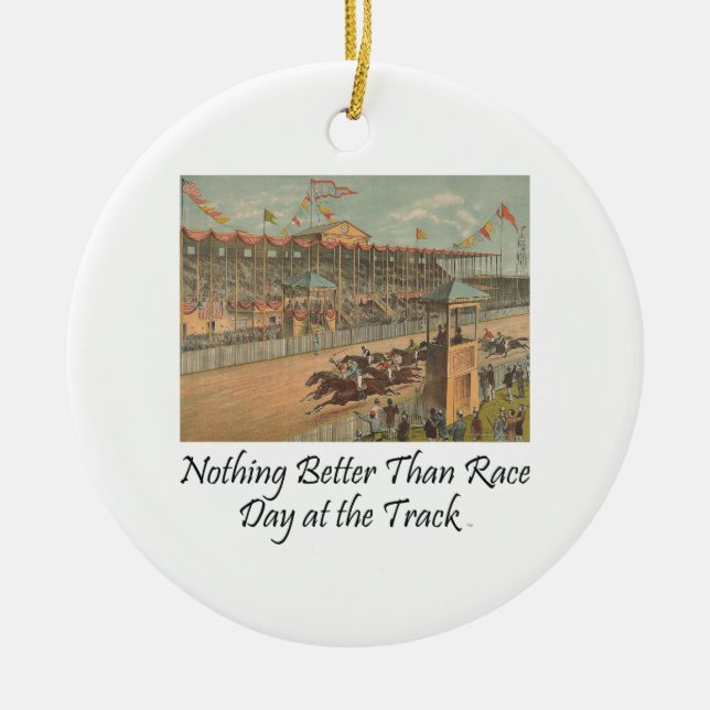 TOP Race Day at the Track Ceramic Tree Decoration (Front)
