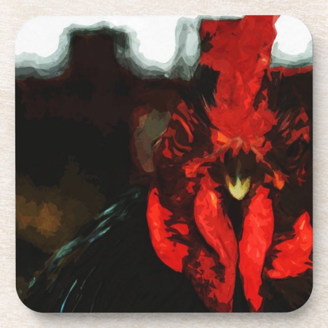 Top Rooster Abstract Coaster (Front)