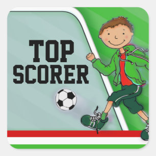 Top Scorer boys green football soccer sticker