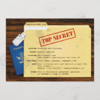 Top Secret Agent Mission Surprise Party Invitation
